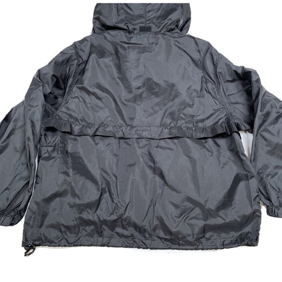 Eddie Bauer EBTEK Ripstop Windbreaker Jacket Mens Size M Black Full Zip Hooded - Picture 2 of 14